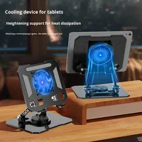 Support de refroidissement pour tablette en métal rotatif à 360 degrés avec ventilateur, pliable, hauteur réglable, portable pour le jeu, le bureau, la diffusion en direct, l'étude, la maison