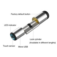 Cylindre de serrure intelligent YL-50BF à haute sécurité antivol, déverrouillage par empreinte digitale ou application, vente chaude