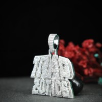 Pendentif personnalisé pour homme en moissanite glacée, argent 925 plaqué or, style hip-hop, bling, cadeau de fiançailles, anniversaire, mariage