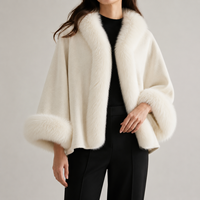 Nouvelle Arrivée 2026 – Manteau en Laine et Fourrure Premium Élégant et Chaud, Veste d'Hiver en Peluche avec Capuche en Fourrure, Manches Détachables Écologiques