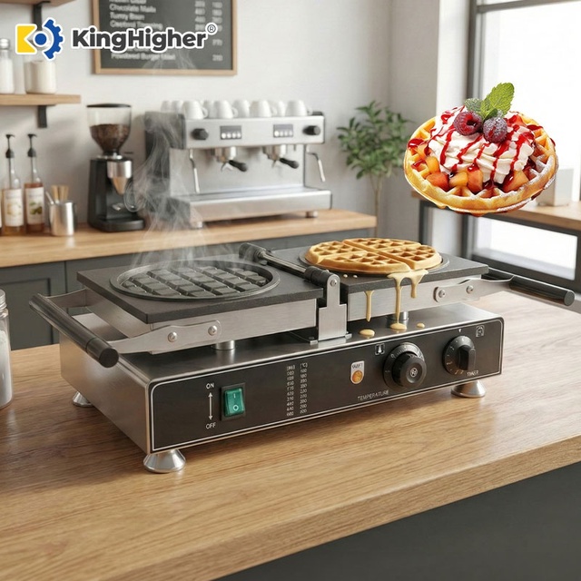 High Productivity Electric Stainless Steel Waffle Maker Easy-to-Operate Commercial Food Snack Machine for Restaurants Food Shops