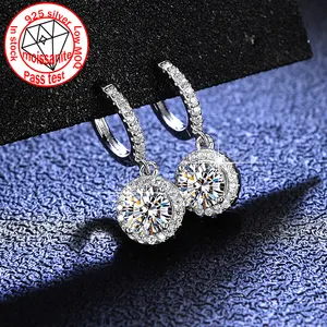 Anting Moissanite S925 Anting Berlian LAB Perak untuk Wanita Anting Persegi Klasik Kualitas D Warna