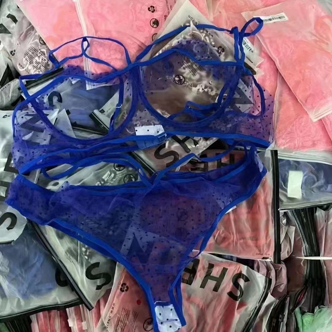 Wholesale Transparent Floral Lace Embroidery Sexy Underwear Panties and Bra Women Big Size Bra Set Lingerie With Butterfly