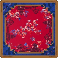 Tapis de Mahjong Américain Premium avec Motif Botanique Bleu Foncé, Antidérapant, en Néoprène, Protection de Table pour les Tournois