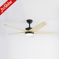 1stshine Lampe de ventilateur de plafond à LED avec pales en bois massif Smart App Control Dimmable Light for Living Room