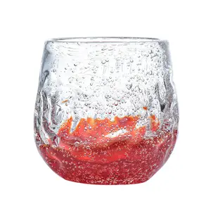 버블 수제 보통 유리 컵 작은 신선한 다채로운 두꺼운 투명 음료 컵