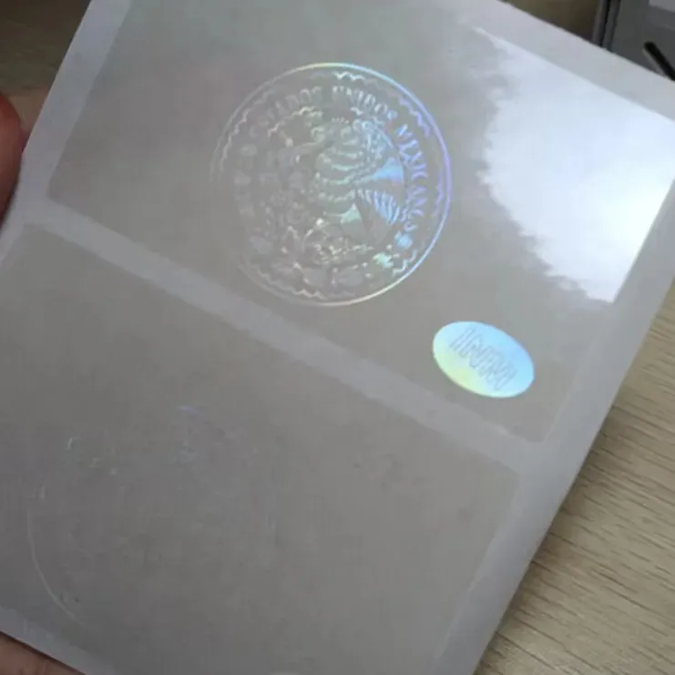 Document de sécurité hologramme transparent 3D hologramme autocollant de sécurité superposition