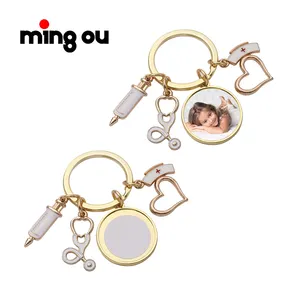 Hot Sale Best Quality Nurses Prayer Lord Sublimation Blank Metal Keychain For Doctor And Nurse
