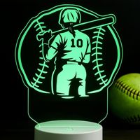 Lampe de table LED à illusion visuelle 3D en acrylique personnalisée, motif baseball, ornement de bureau et cadeau