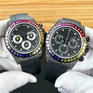 Rainbow Series Multi-functional Luxury <b>Watch</b> - Carbon Fiber <b>Case</b> with Gemstone Inlay - High-Quality Men's <b>Watch</b> - Product Image 5