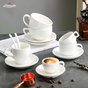 Bán Buôn Đồng Bằng Trắng Espresso Gốm Cốc Cà Phê Và Chiếc Đĩa Đặt Ý Bắc Âu Sứ Latte Trà Cốc Sữa Cho Văn Phòng - Product Image 3