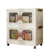 Armoire de rangement pliable en plastique PP de 45 cm avec portes magnétiques doubles, organiseur de vêtements, contenants de rangement pour la maison et la cuisine