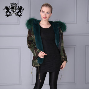 Mujeres camuflaje moda invierno desgaste, piel real del mapache collares desgaste estilo Faux fur Jacket - Product Image 2