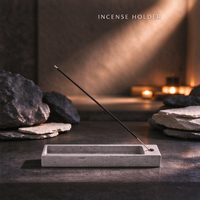 Plateau porte-encens carré Zen, support pour bâtonnets d'encens, décoration de bureau Wabi Sabi nordique pour bureau, salle d'étude et espace intérieur