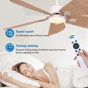 Trang trí phòng ngủ hiện đại tuya Wifi DC động cơ im lặng 52 inch 5 Mallow lá lưỡi điều khiển từ xa quạt trần - Product Image 2