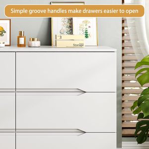 <span class=keywords><strong>Commode</strong></span> moderne en bois à 6 tiroirs avec poignées rainurées, design élégant pour chambre et salon, <span class=keywords><strong>meuble</strong></span> de rangement gain de place - Product Image 6