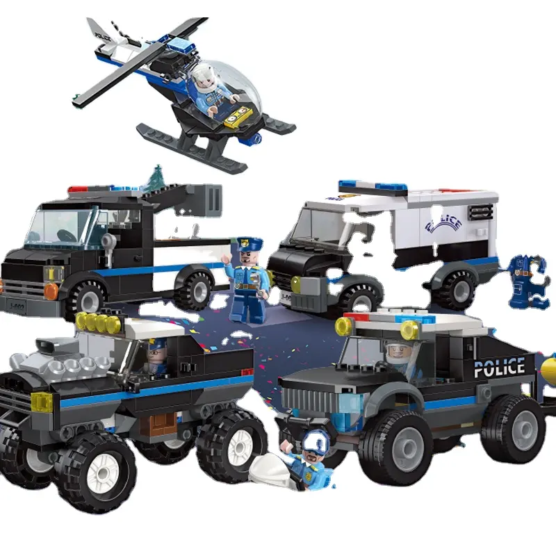 2024 DIY şehir modeli simüle polis arabası yapı taşları ekleme ve montaj oyuncaklar tankı uçuşlar jetleri