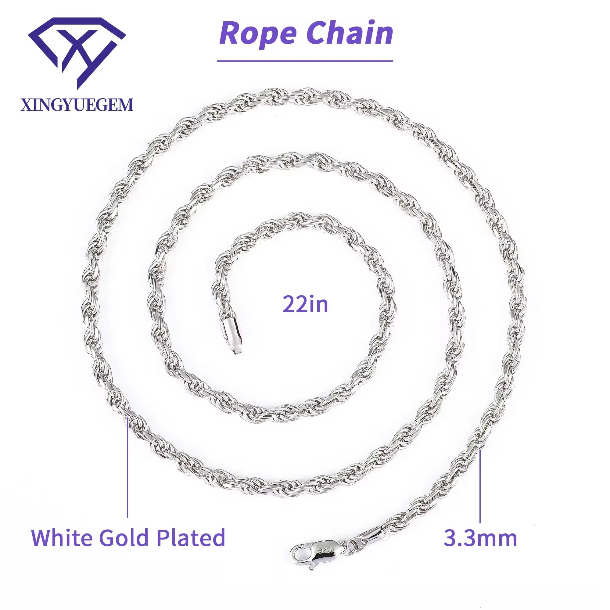 Silver 3.3mm 22in Rope Chain
