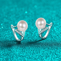 S925 baru anting perak murni Moissanite berlian air tawar mutiara wanita anting-anting pabrik disesuaikan perhiasan grosir