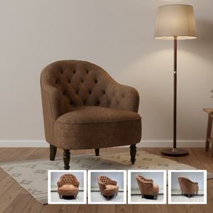 Fauteuil d'appoint capitonné en chêne massif pour salon - Product Image 1