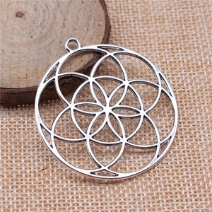 Colgante Mandala de Rejilla Circular 48x44mm de Aleación de Plata Antigua Calada con Bucle Único para Tejido de <span class=keywords><strong>Atrapasueños</strong></span> - Product Image 2