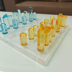 Grande scacchiera di <span class=keywords><strong>vetro</strong></span> organico portatile scacchi Indoor personalizzabile per i bambini delle scuole elementari - Product Image 3