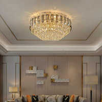 JYLIGHTING Plafonnier en cristal à LED de luxe nordique, plafonnier rond en cristal, plafonniers en cristal pour salon