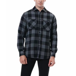 Chemise décontractée pour homme 2026 respirante, double face, finition brossée, grande taille, en flanelle tricotée, avec logo personnalisable, pour l'automne - Product Image 2