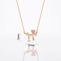 Collier Cœur Rose Populaire Transfrontalier pour Femme, en Cuivre Incrusté de Zircon, Style Ins, Design de Niche, Bambou Sportif, Or Véritable