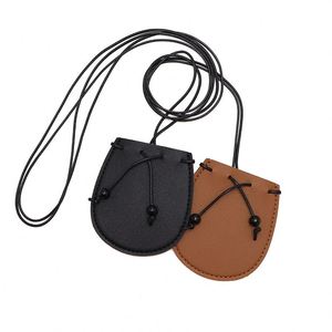 Hands-Free Drawstring Mini Neck <b>Purse</b> PU Leather <b>Small</b> Coin Pouch Fashionable Accessory for Outdoor Travel Shopping - Product Image 1