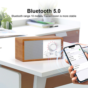 2025 Altavoz Bluetooth <span class=keywords><strong>de</strong></span> madera <span class=keywords><strong>de</strong></span> estilo Vintage exclusivo BT Radio FM Música maravillosa Altavoz inalámbrico FM AM SW Radio auxiliar - Product Image 4