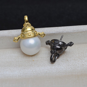 จี้เงินแท้ S925 รูปเทพเจ้าแห่งความมั่งคั่ง พร้อมไข่มุกบาร็อค 10-17 เม็ด สำหรับผู้หญิง ทำเครื่องประดับ DIY แบบกึ่งสำเร็จรูป 4118 - Product Image 1