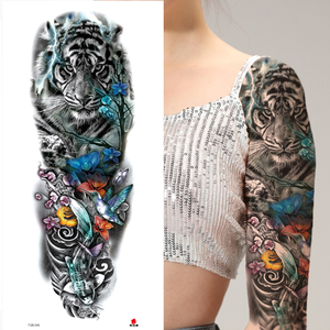 Tatouages temporaires en gros pour le corps, imperméables, grand format, pour <span class=keywords><strong>bras</strong></span> entier ou demi-<span class=keywords><strong>bras</strong></span>, motifs tigre, <span class=keywords><strong>lion</strong></span>, animaux, pour hommes et femmes - Product Image 4