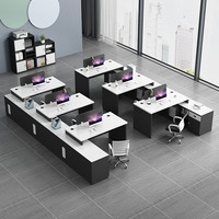 Poste de travail modulaire simple et moderne en PVC pour 4 personnes avec écran de séparation, boîte de câblage ignifuge et design minimaliste
