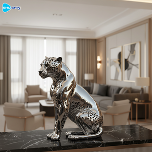 घर की सजावट के लिए आधुनिक दर्पण पॉलिश स्टेनलेस स्टील चीता पशु मूर्तिकला (कस्टम) - Product Image 2