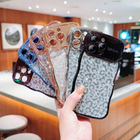 Étui de protection en TPU électroplaqué à motif vague, imprimé léopard et pailleté, pour iPhone 17 Pro Max et iPhone 15