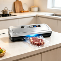 Machine de mise sous vide électrique pour aliments secs et humides, scellage en 10 secondes d'une seule touche, conception intégrée 3-en-1 : sceller, couper et stocker les rouleaux