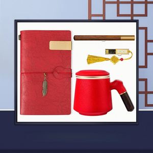 Set de Regalo Empresarial de Alta Gama: Libretas + Bolígrafo de Madera + Taza de Oficina + Memoria USB, Regalos Personalizados con Logotipo para Eventos de Apertura de Negocios - Product Image 1