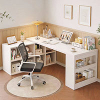 Bureau d'angle avec étagère intégrée ; Bureau d'étude à domicile, coiffeuse de chambre, bibliothèque tout-en-un ; Bureau d'ordinateur en L, bureau de travail en MDF