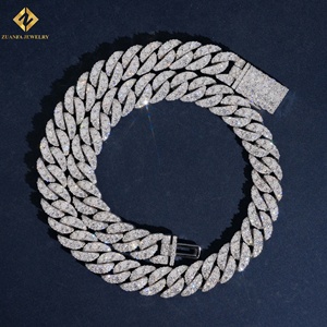 Collar de Moda Hip Hop con Cadena Cubana Miami de 16 mm, Plata de Ley S925 con Incrustaciones de Luna Creciente y Moissanita Brillante, Precio de Fábrica Económico - Product Image 1