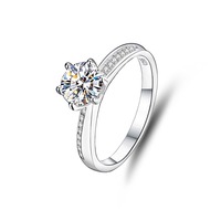 Fabricant de bijoux fins, bague de fiançailles et de mariage en moissanite pour femmes, 1 carat, plaqué rhodium, argent sterling 925