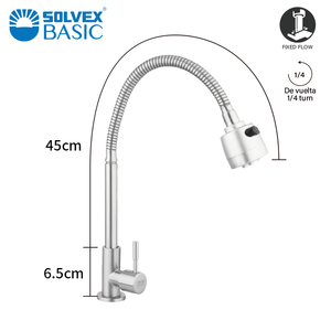 <span class=keywords><strong>Robinet</strong></span> de <span class=keywords><strong>cuisine</strong></span> flexible SOLVEX Basic Modern en acier inoxydable à montage sur plan, <span class=keywords><strong>robinet</strong></span> à ressort monocommande - Product Image 3
