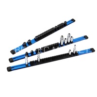 Support de douille standard en aluminium SAE, jeu de 3 pièces Rails de douille de 1/4, 3/8, 1/2 pouces Organisateur d'outils magnétiques