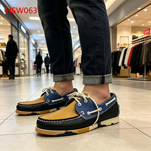 XLY, Mocasines de Lujo para Hombre, Estilo Kenia/África, Color Azul+ Amarillo Claro, Zapatos Náuticos para Conducir HSW063 - Product Image 2