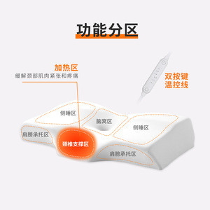 Oreiller chauffant en mousse à mémoire de forme, forme papillon, soutien du cou pour adultes, tissu matelassé blanc, 52x30x8cm - Product Image 4