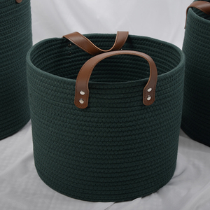 XXL Thêm Lớn Bán Buôn Có Thể Gập Lại Bông Dây Giỏ Thấp MOQ Dệt Lưu Trữ Giỏ Đồ Chơi Lưu Trữ Giặt Giỏ Với Xử Lý - Product Image 5