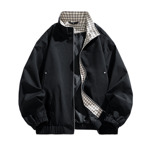 Manteaux et vestes décontractés pour hommes, écologiques, longs, lavés, à fermeture éclair frontale, coupe ample, revers, simples et polyvalents, printemps-automne - Product Image 1