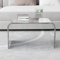 Canapé moderne de luxe sur mesure, table basse, table d'appoint incurvée en acrylique, portable, léger, meubles de salon, chambre à coucher