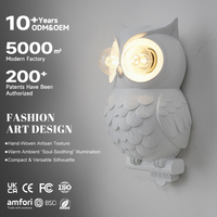Décoration artisanale en résine hibou opulente pour villa de luxe, rénovation intérieure de toute la maison, lampe murale LED