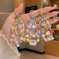 DIY Aangepaste Schattige Cartoon Fruit Snoep Acryl Kraal Telefoonketting Polsbandje 2-in-1 Sleutelhanger Tas Charm voor Meisjes